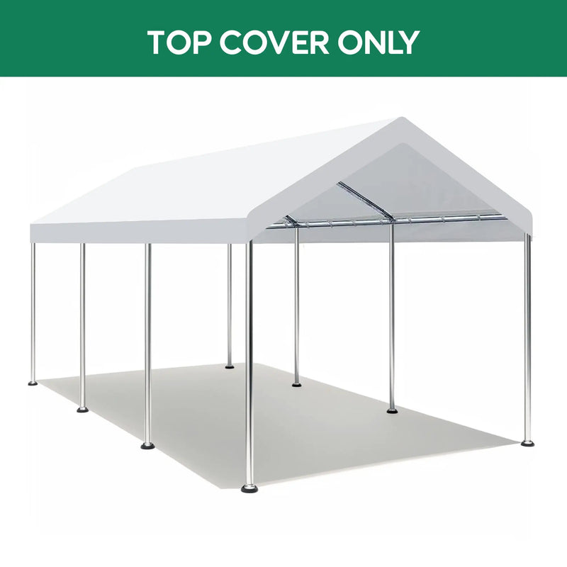 10 X 20 Ft Carport Canopy Cover Replacement Heavy Duty Waterproof Fabric With 36 Bungee Cords UV & Tear Resistant (Cover Only) - White by Unique Piece Furniture