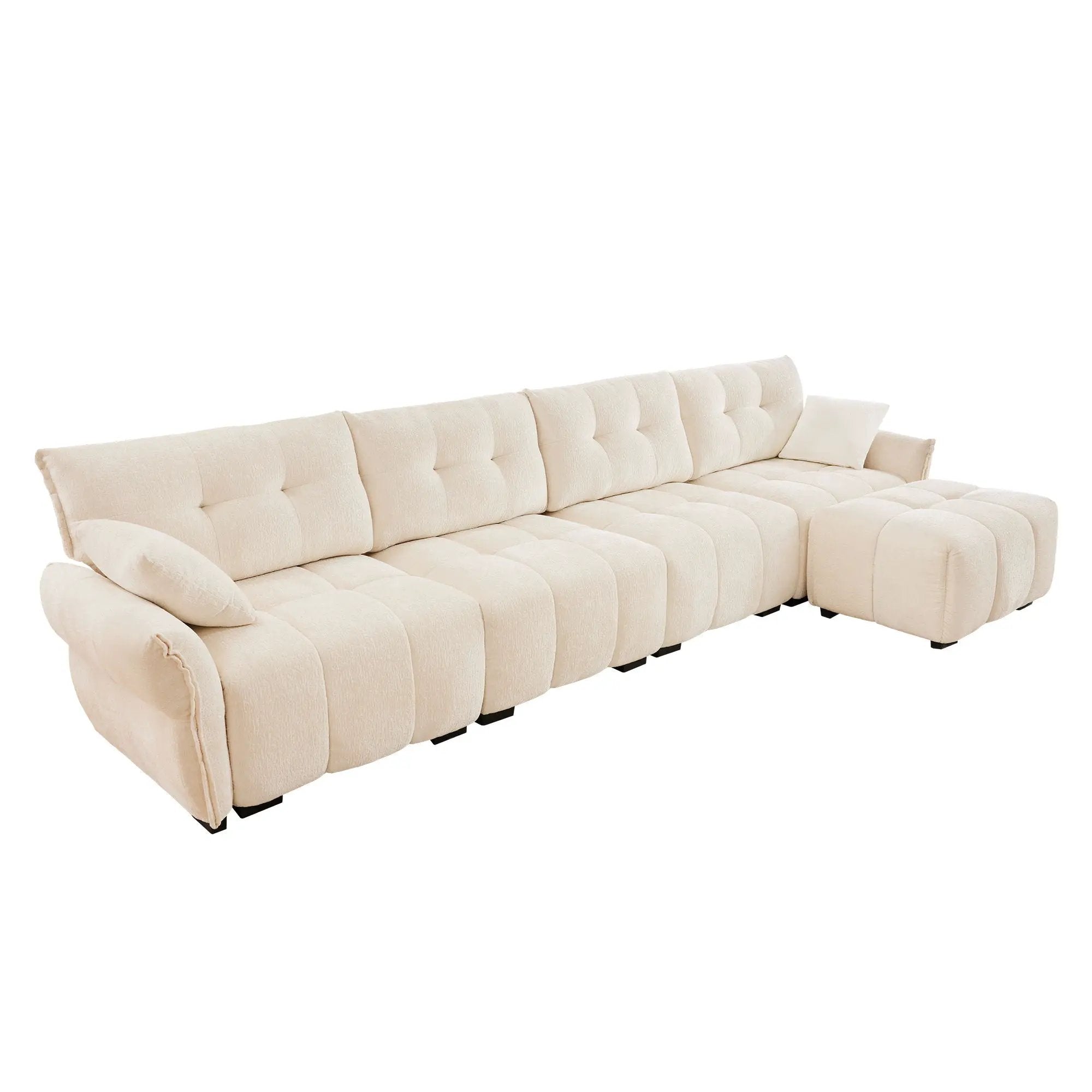 Sofa Set With Ottoman And Pillows, Textured, High Resilience Cushions by HouseOfZazla