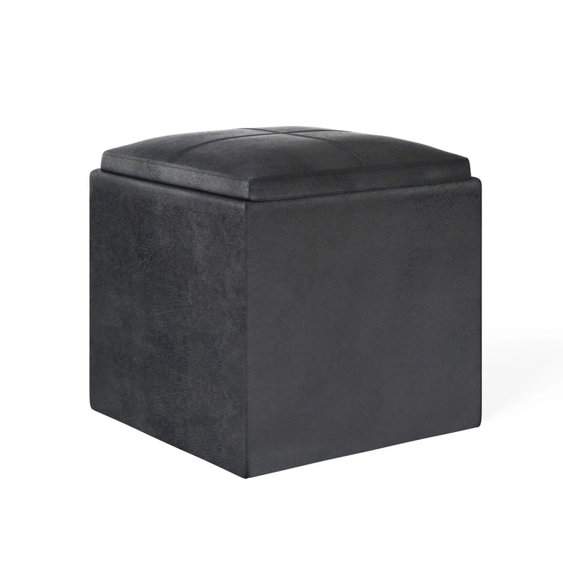 Rockwood - Upholstered Cube Storage Ottoman With Tray by HouseOfZazla
