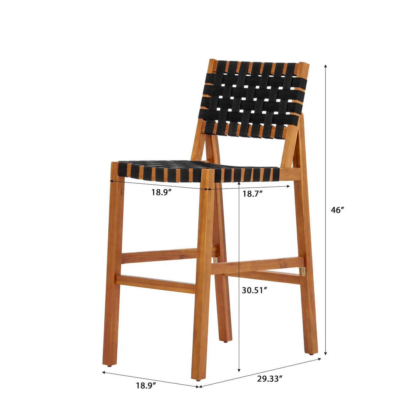 30.5 Inch Seat Height Outdoor Acacia Solid Wood Patio Side Chair by HouseOfZazla