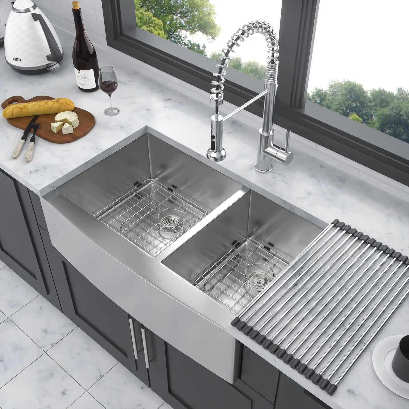Farmhouse Sink With Double Bowl, 60 / 40 by HouseOfZazla