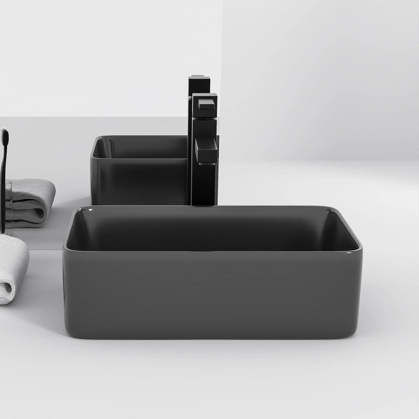 Modern European Design Ceramic Rectangular Vessel Bathroom Sink by HouseOfZazla