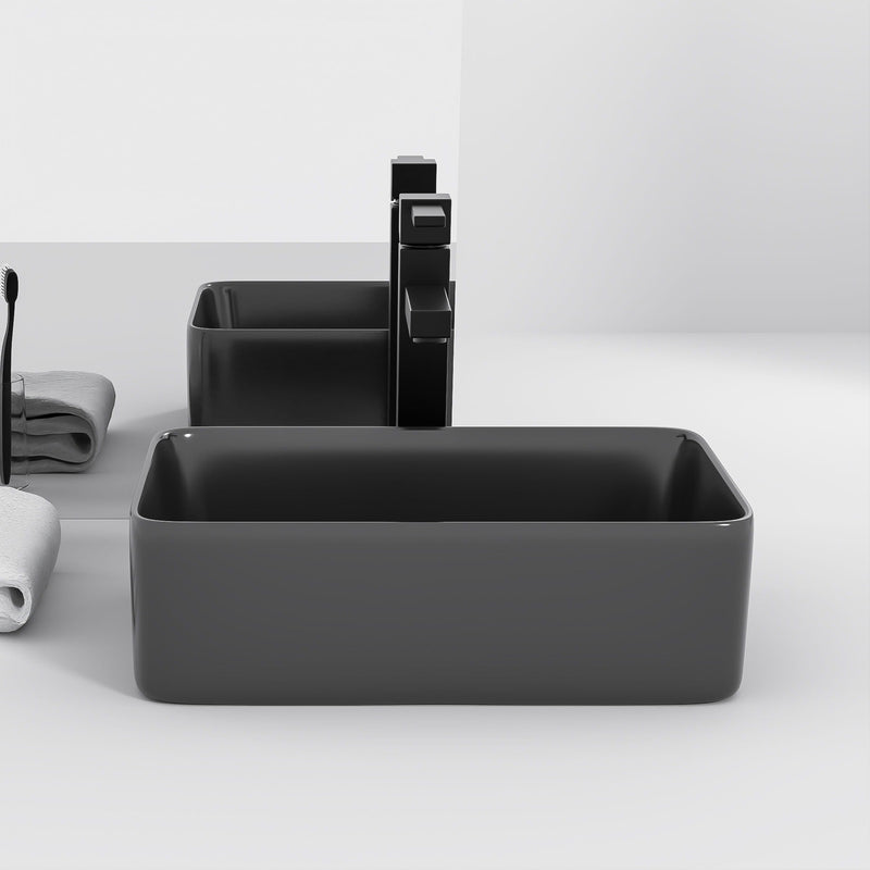 Modern European Design Ceramic Rectangular Vessel Bathroom Sink by HouseOfZazla