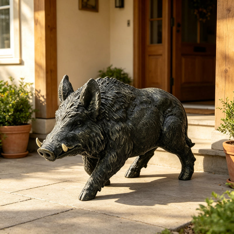 Simulated Wild Boar Resin Garden Statue by HouseOfZazla