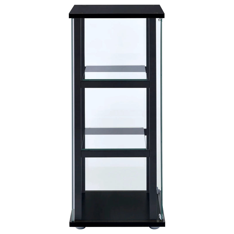 Cyclamen 3-shelf Clear Glass Curio Display Cabinet Black by Unique Piece Furniture