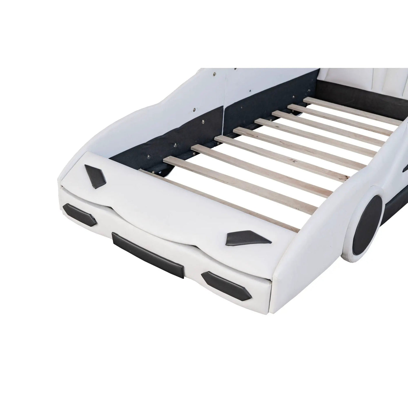 Race Car Shaped Twin Platform Bed With Wheels, Pine Wood Construction by HouseOfZazla