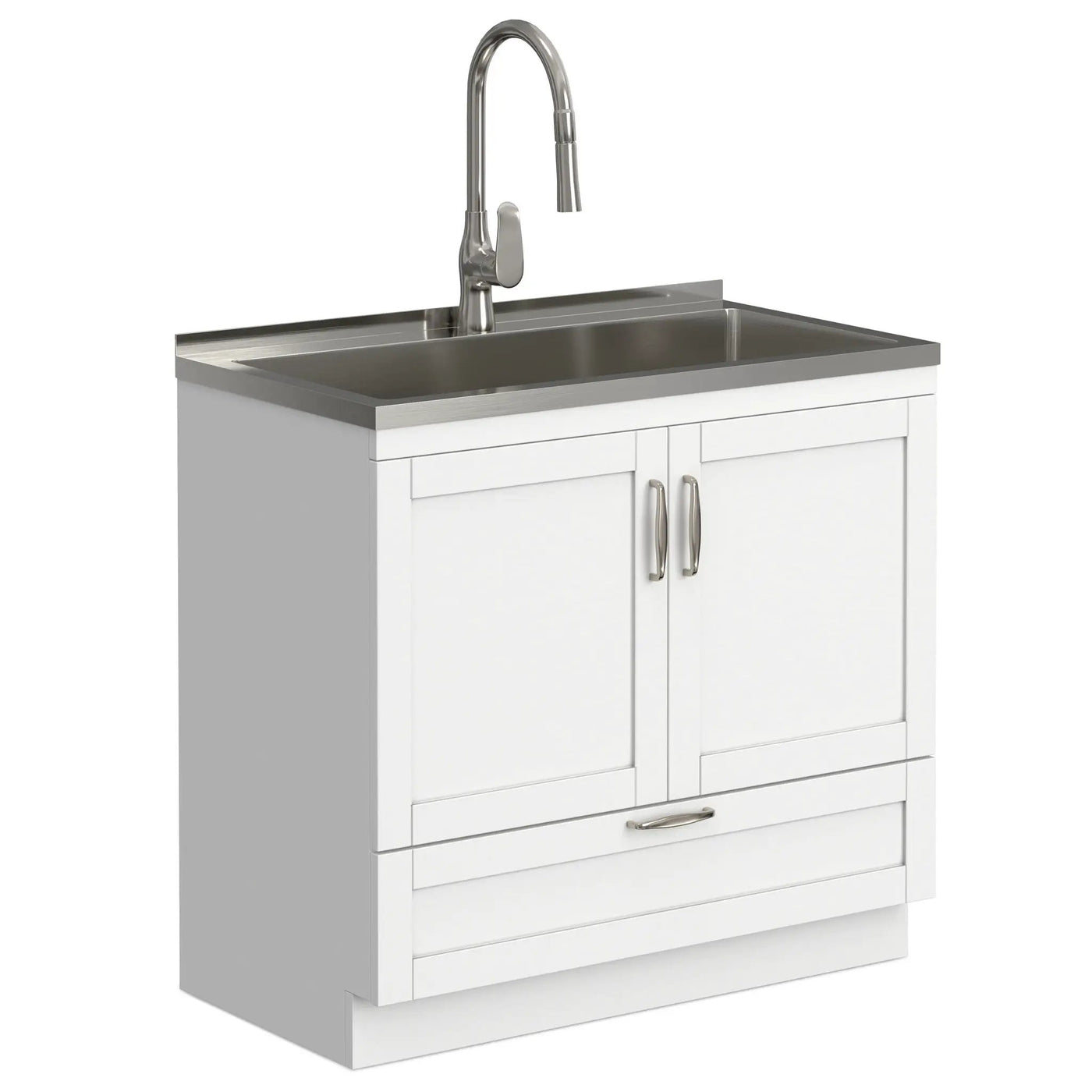 Reed - Deluxe Laundry Cabinet With Pull-Out Faucet And Stainless Steel Sink by HouseOfZazla
