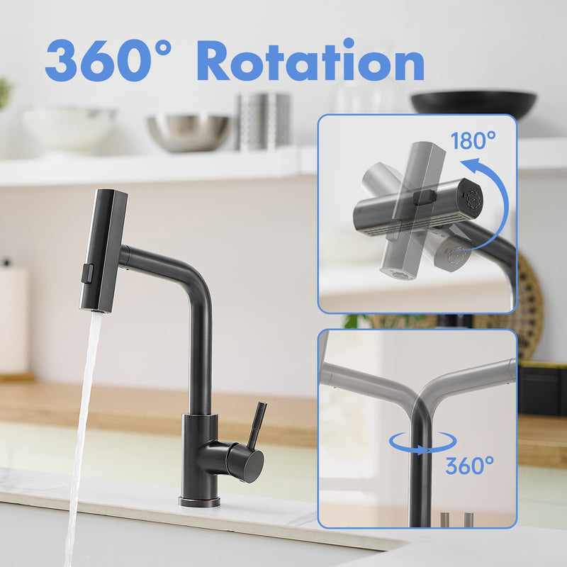 360° Rotation Pull-Down Kitchen Faucet - Oil Rubbed Bronze, photo 3 of 9