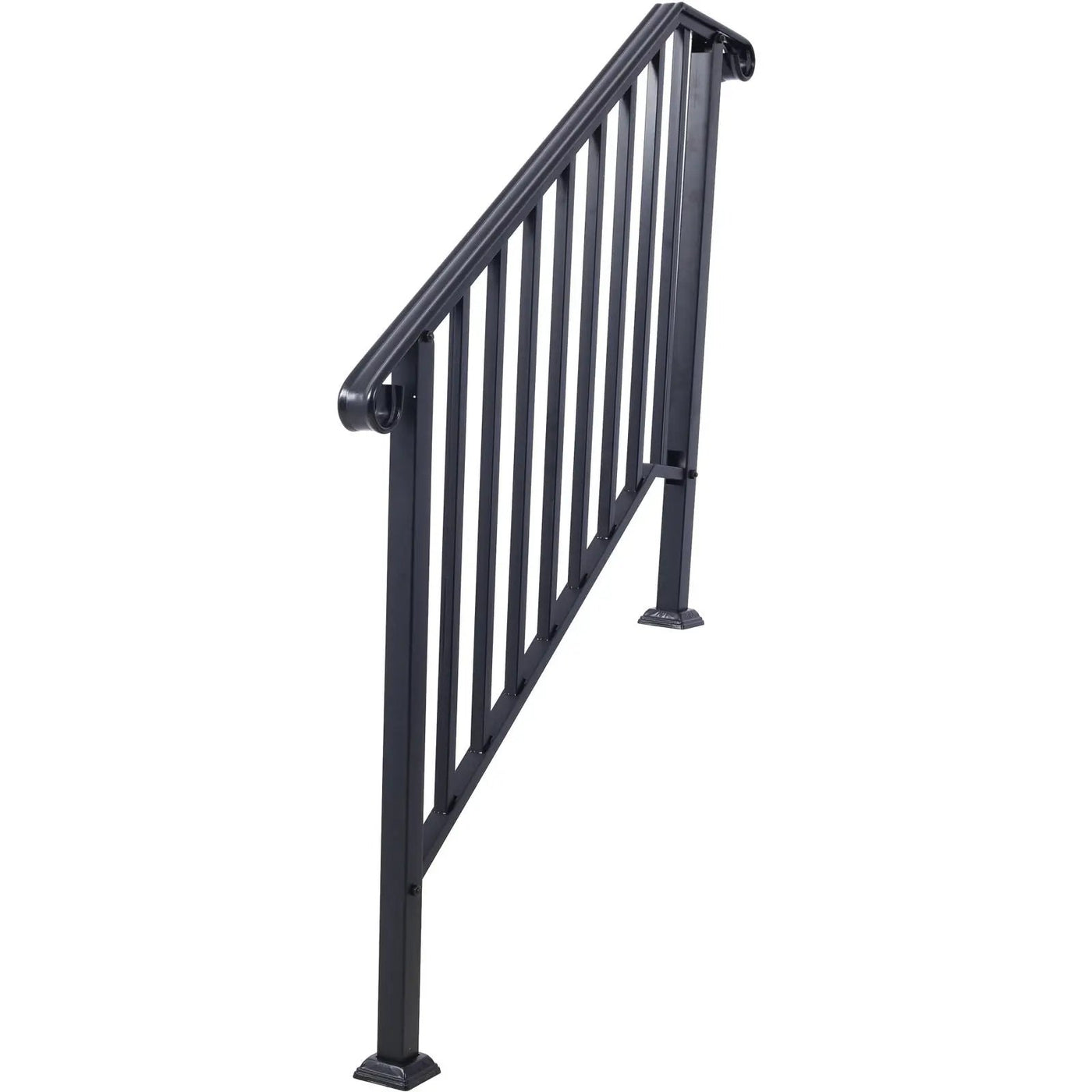 Handrails For Outdoor Steps, Fit 2 Or 3 Steps Outdoor Stair Railing, Wrought Iron Handrail, Flexible Porch Railing, Transitional Handrails For Concrete Steps Or Wooden Stairs by HouseOfZazla