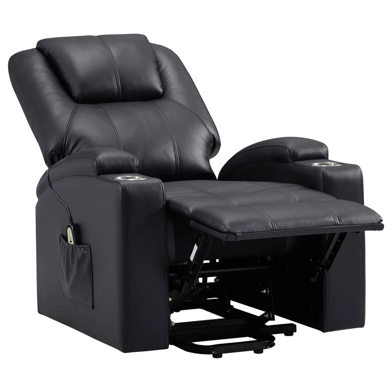 Armstrong Upholstered Power Lift Massage Recliner Black by Unique Piece Furniture