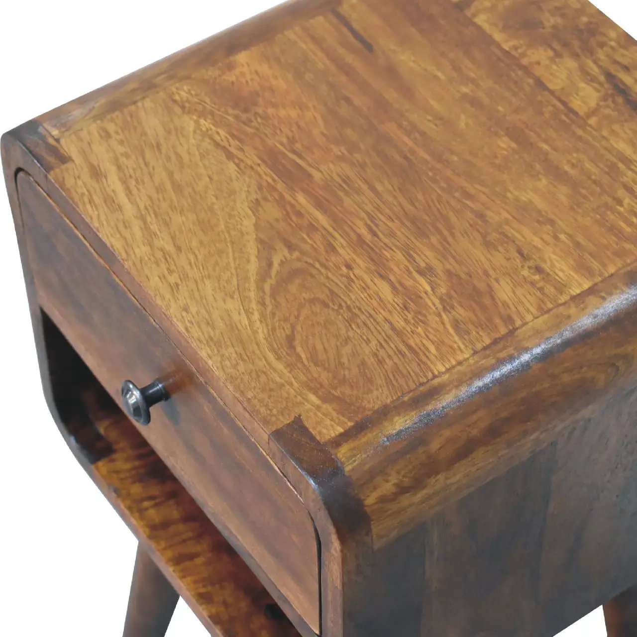 Mini Chestnut Curve Lower Bedside Nifhtstand by Unique Piece Furniture