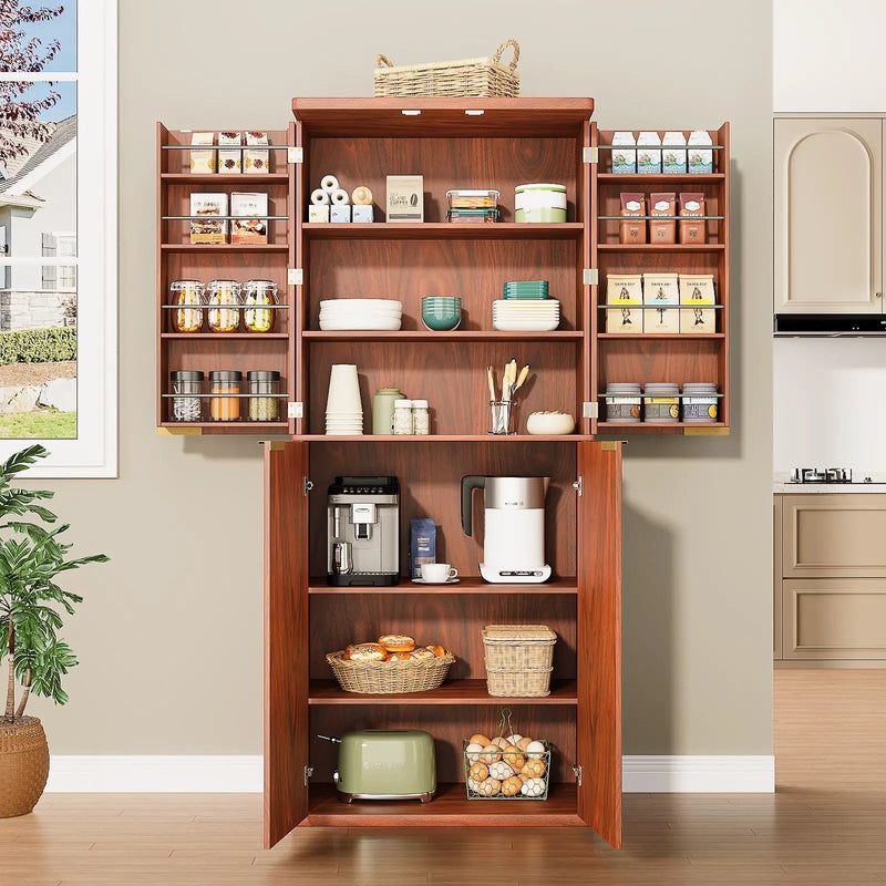 Kitchen Pantry Cabinet With 6 Doors by Unique Piece Furniture