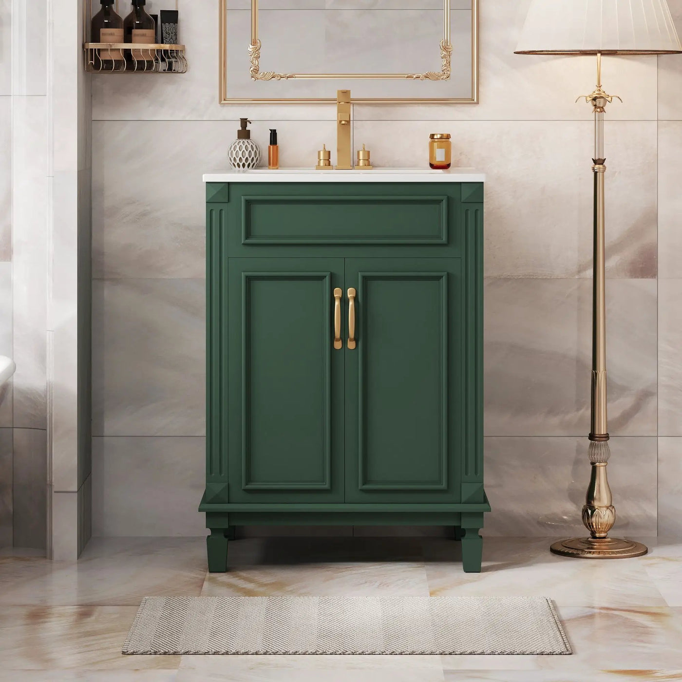 Bathroom Vanity With Top Sink, Cabinet With 2 Soft Closing Doors by Unique Piece Furniture