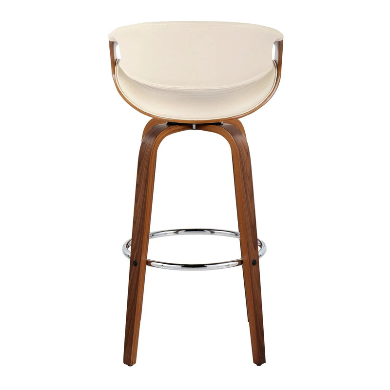 Symphony - Mid Century Modern Fixed Height Barstool With Swivel With Round Footrest (Set of 2) by HouseOfZazla