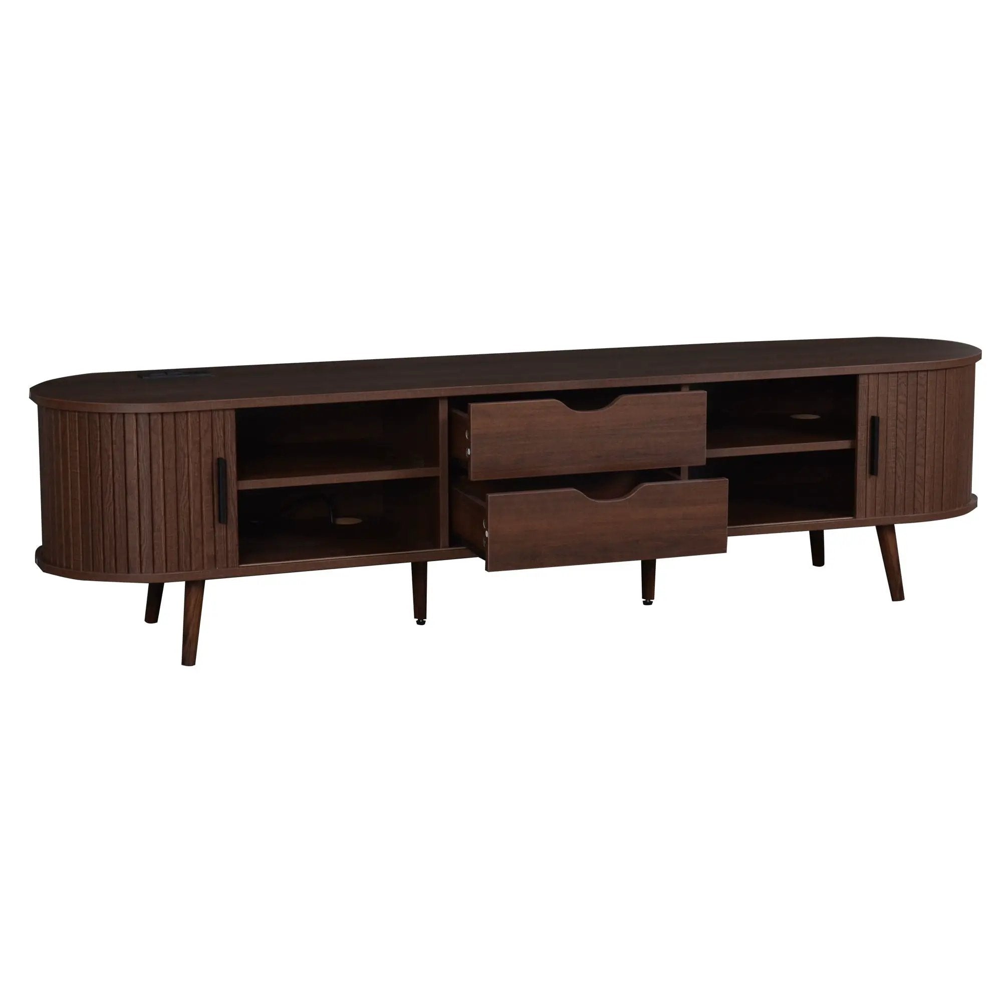 TV Stand For 70" TV With Tambour Doors And Built-In Power Outlet by HouseOfZazla