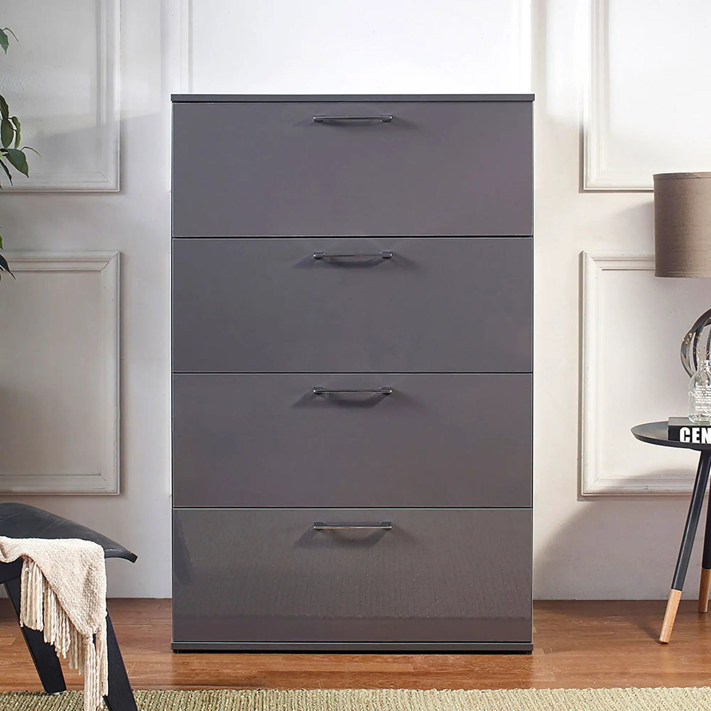 Bliss - Glossy 4 Drawer Jumbo Chest With Extra Deep Storage by HouseOfZazla
