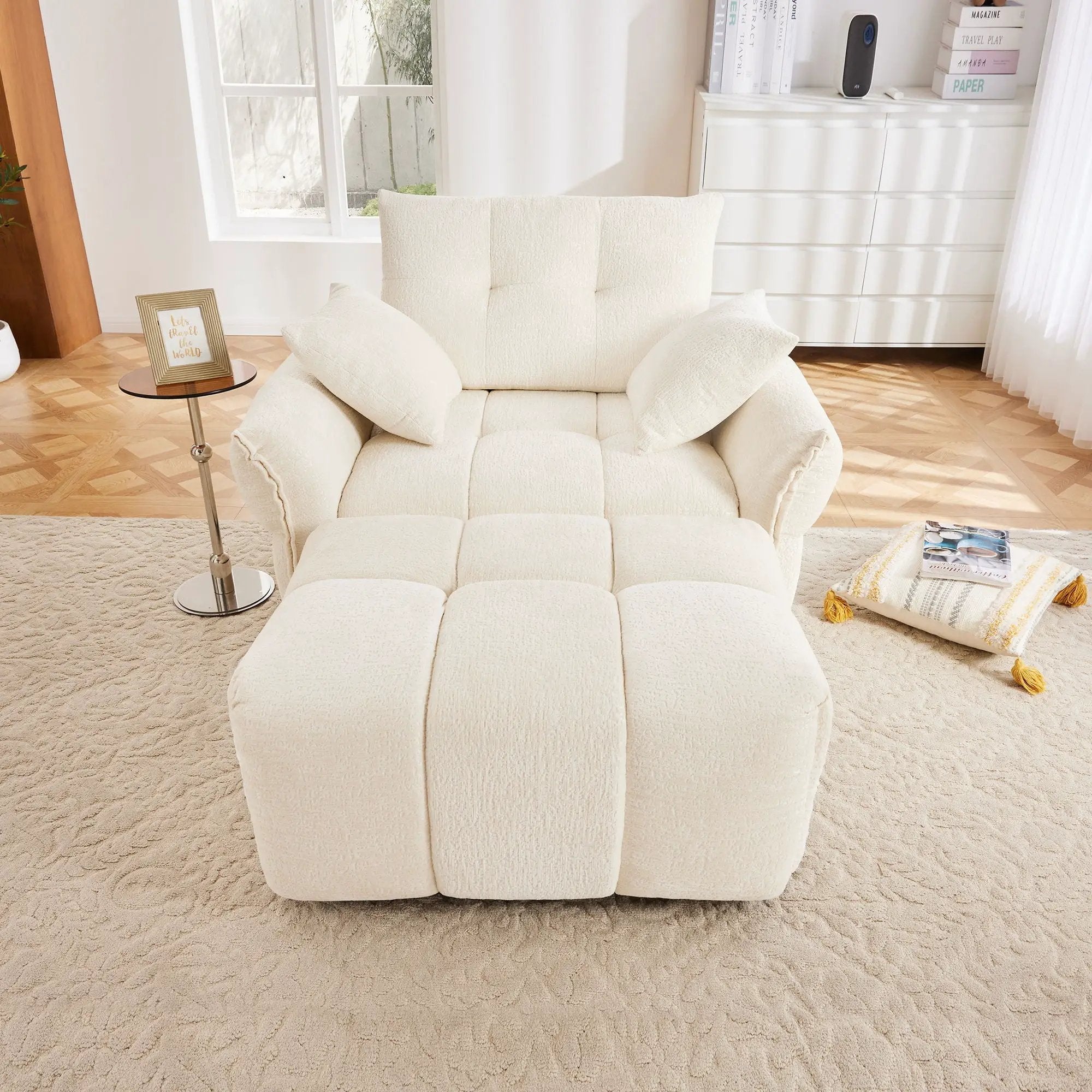 Ergonomic Single Seater Sofa With Ottoman, High Resilience Support Cushions by HouseOfZazla