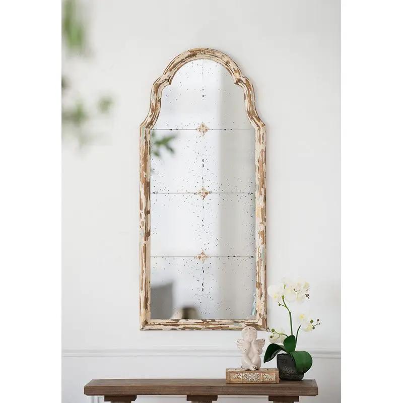 Large & Framed Wall Mirror, Arched Mirror With Decorative Window Look For Living Room - Cream by Unique Piece Furniture