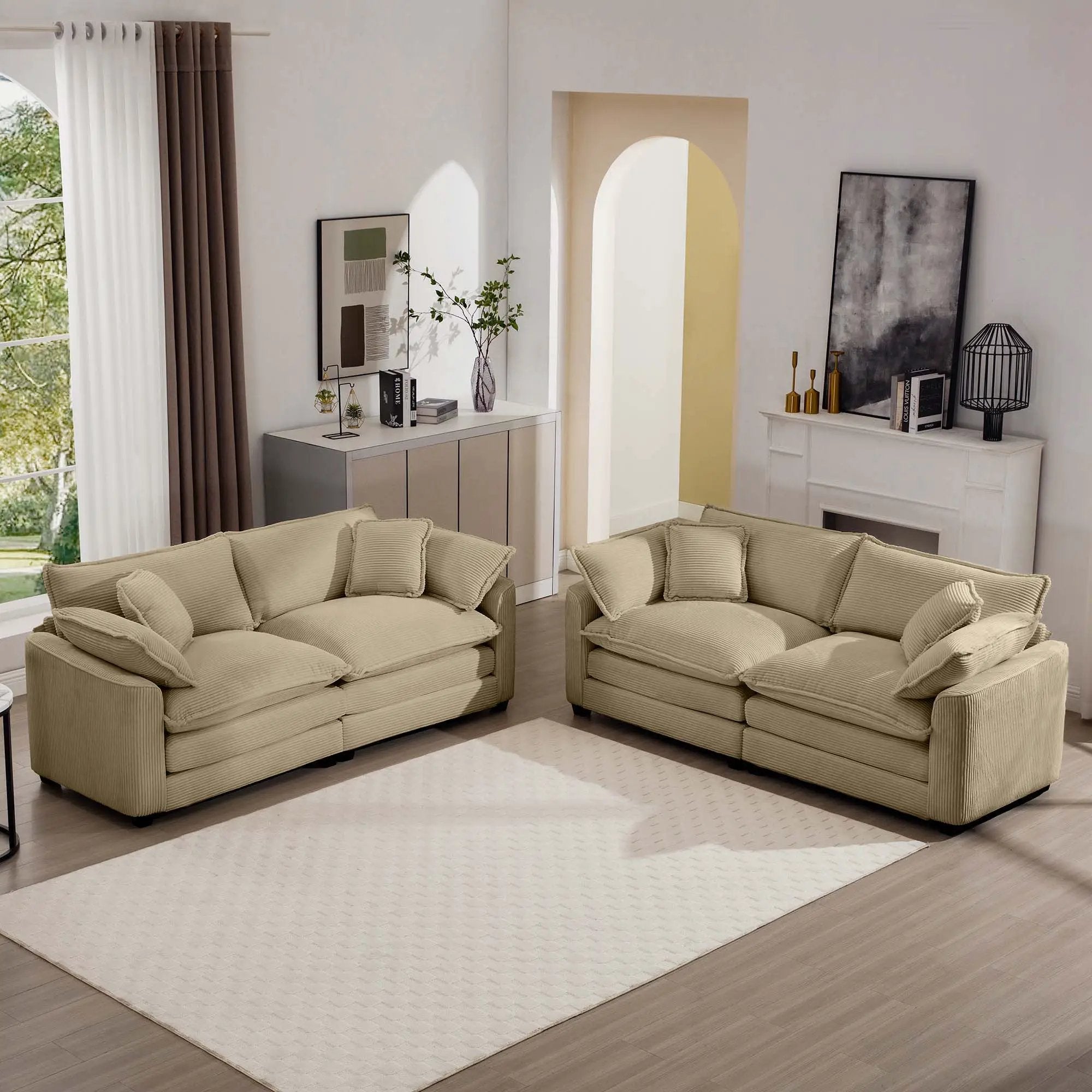 Elegant Oversized Sectional Sofa Set With Deep Seats And Flexible Layout by HouseOfZazla