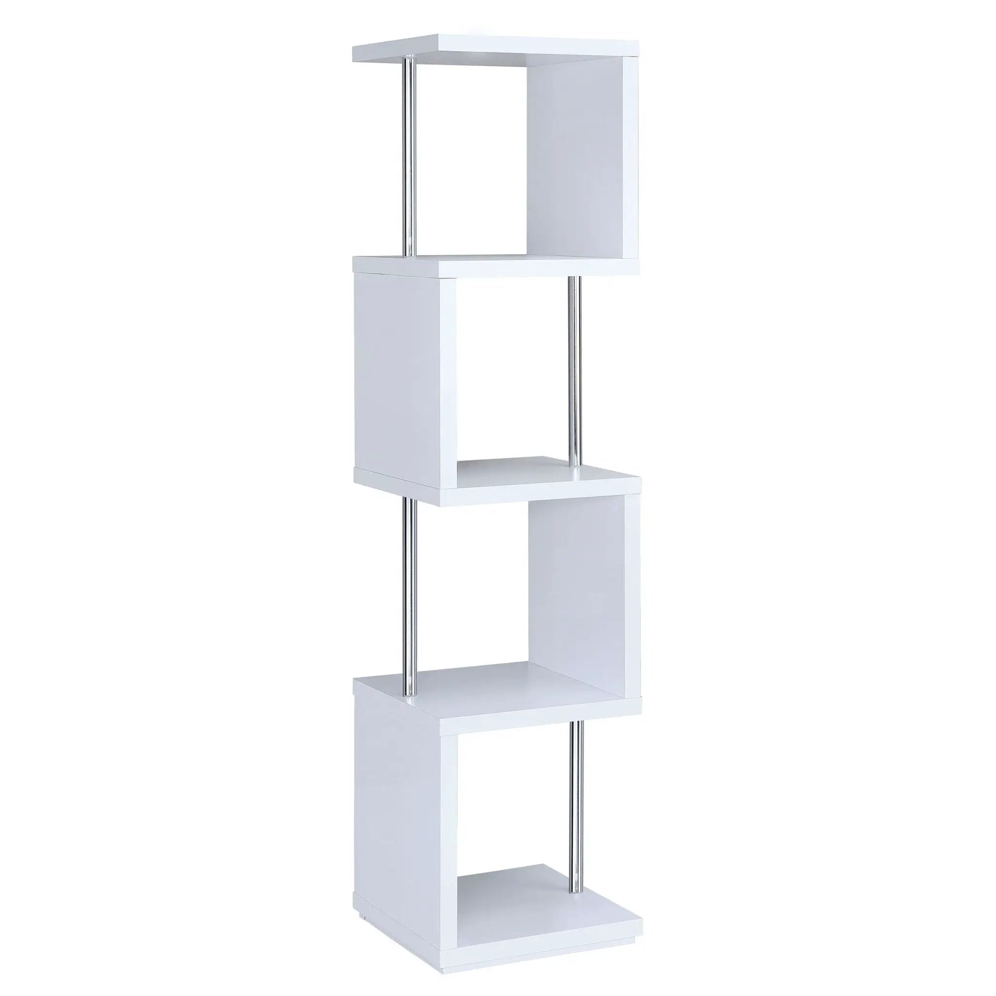 Baxter 67-inch 4-shelf Bookshelf White and Chrome by Unique Piece Furniture