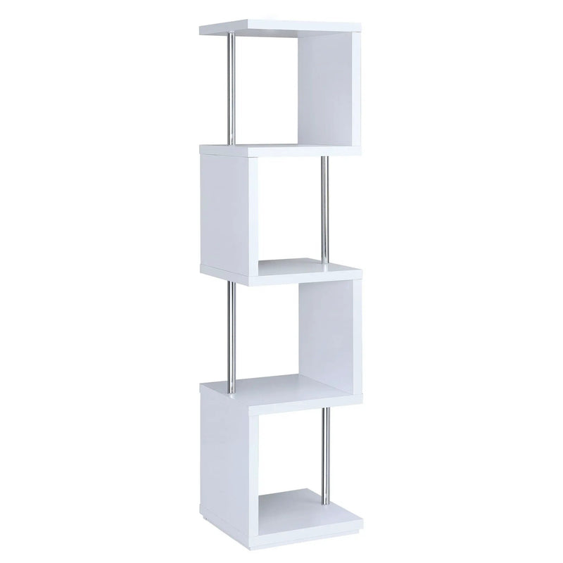 Baxter 67-inch 4-shelf Bookshelf White and Chrome by Unique Piece Furniture