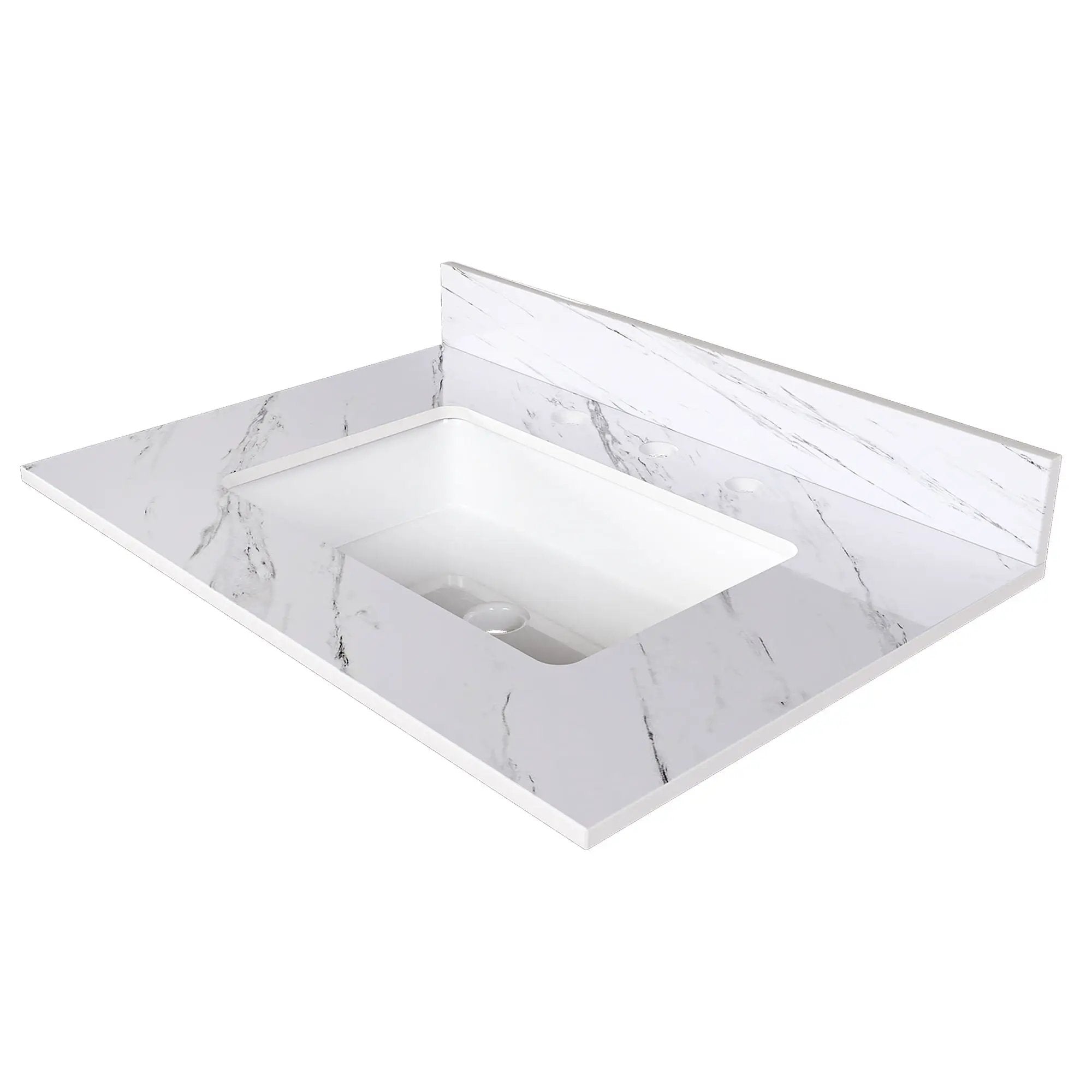 Bianco Carrara Venato Elegant Marble Vanity Top, Bathroom Vanity With Undermount Sink, Sintered Stone by HouseOfZazla
