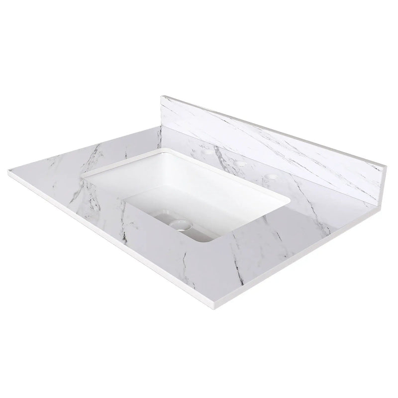 Bianco Carrara Venato Elegant Marble Vanity Top, Bathroom Vanity With Undermount Sink, Sintered Stone by HouseOfZazla