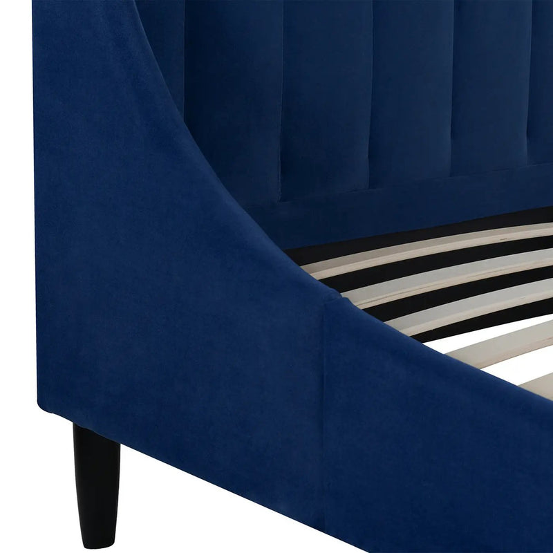 Aspen Vertical Tufted Headboard Platform Bed Set, Queen, Navy Blue Velvet by HouseOfZazla