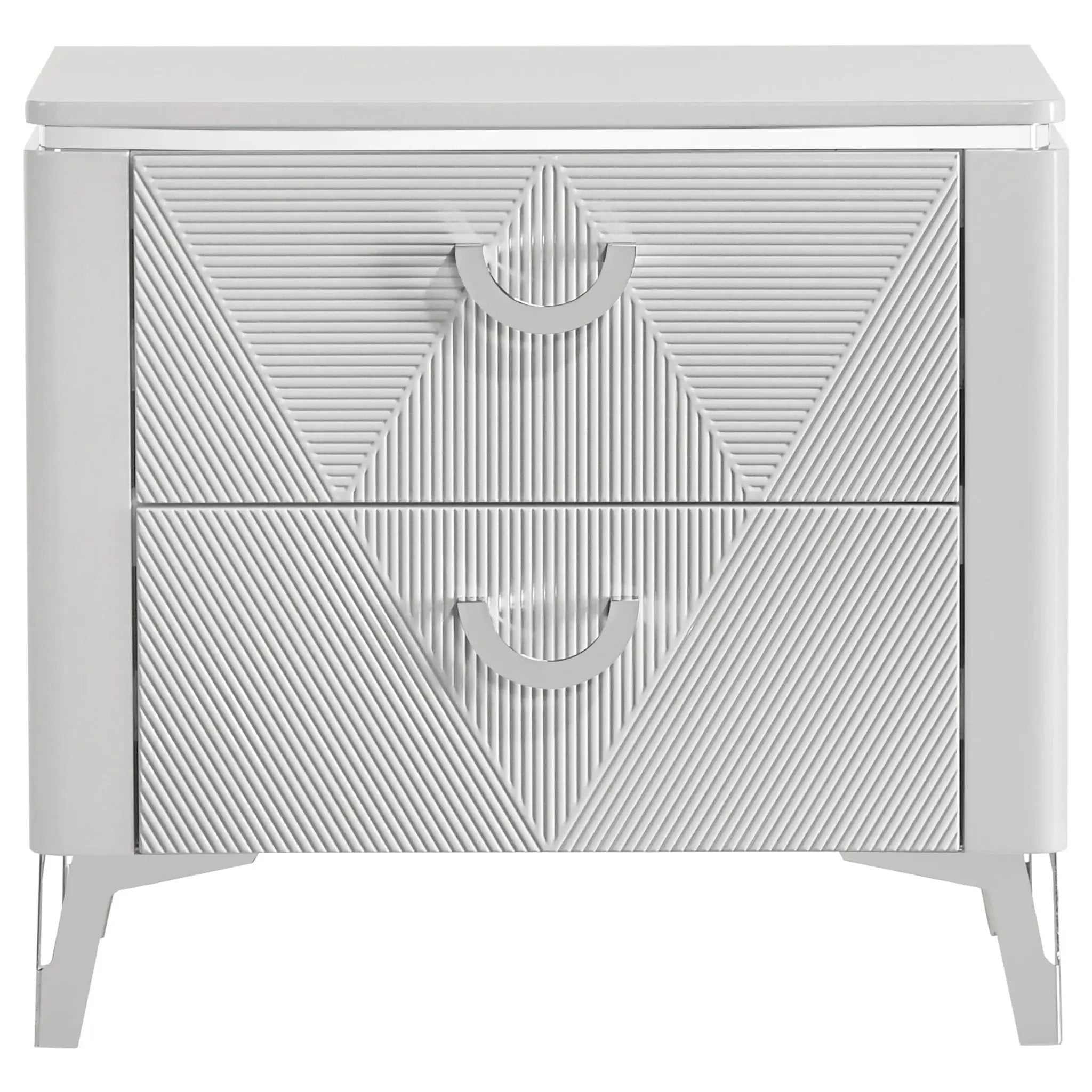 Cassia 2-drawer Nightstand Bedside Table White High Gloss by Unique Piece Furniture