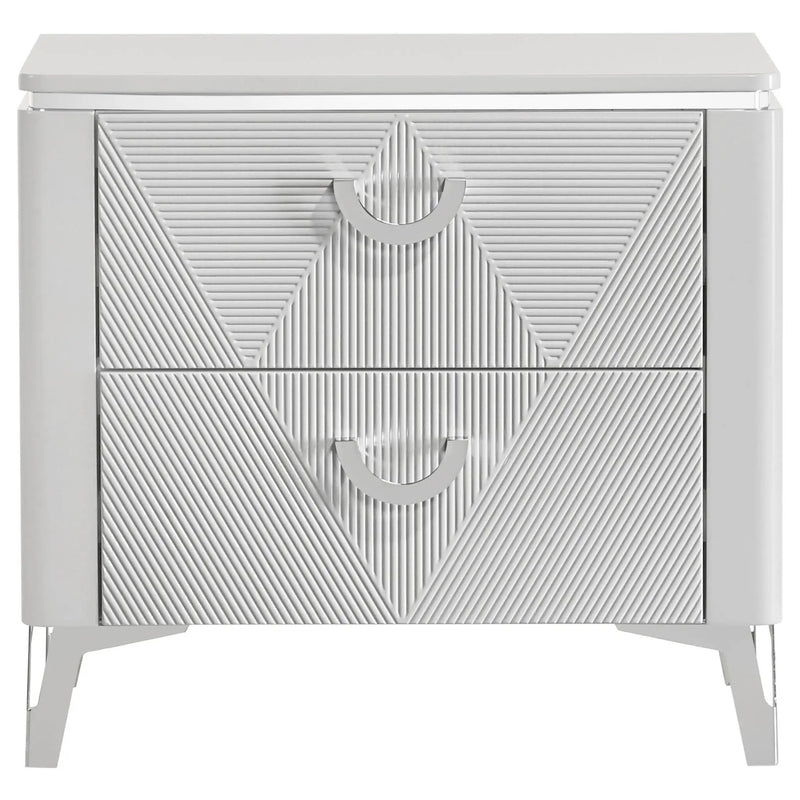 Cassia 2-drawer Nightstand Bedside Table White High Gloss by Unique Piece Furniture
