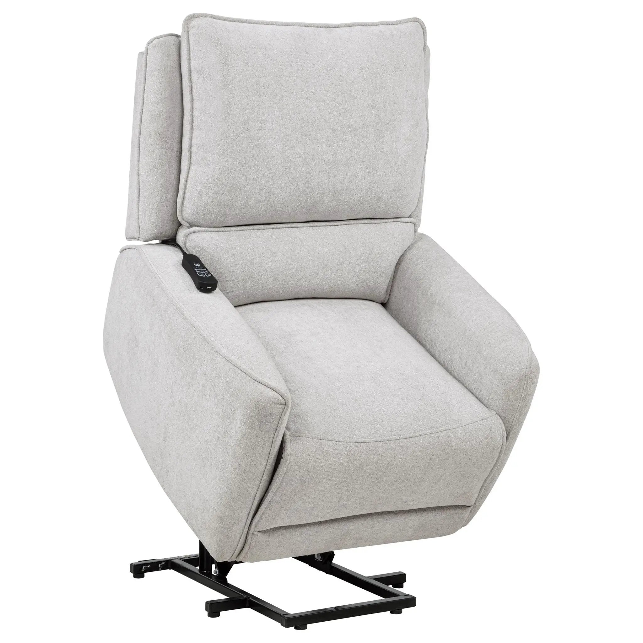 Sylmar Chenille Upholstered Dual Power Lift Recliner Dove Grey by Unique Piece Furniture