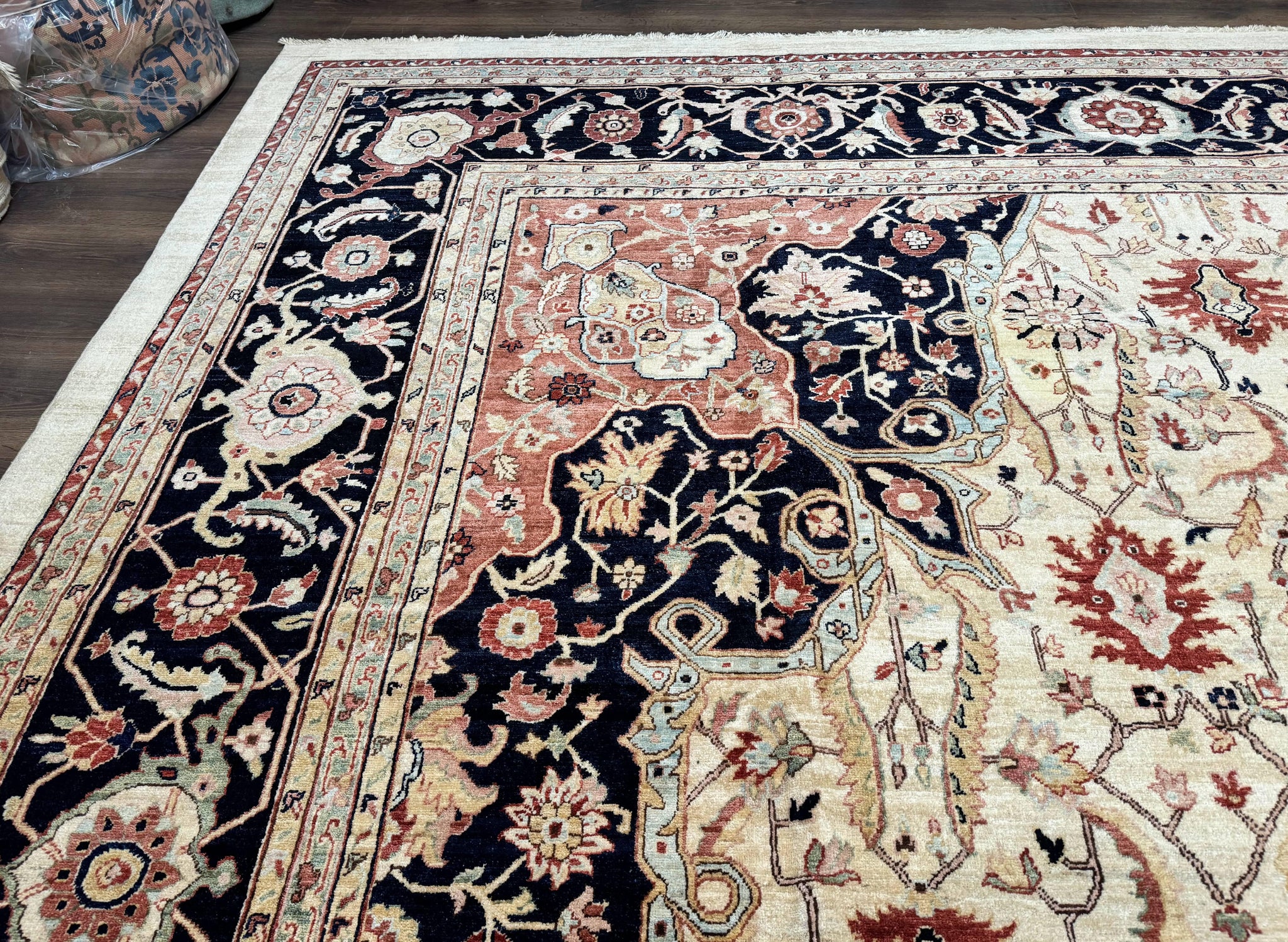 Large Palace Sized Stark Carpet 13x19, Traditional Wool Handmade Rug, Beige by Jewel Rugs