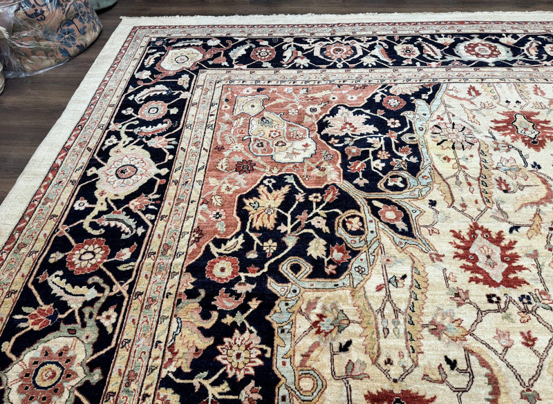 Large Palace Sized Stark Carpet 13x19, Traditional Wool Handmade Rug, Beige by Jewel Rugs