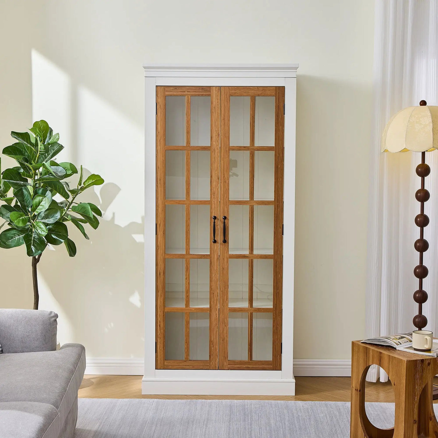 Rustic Style Display Cabinet With Glass Doors For Collectibles by HouseOfZazla