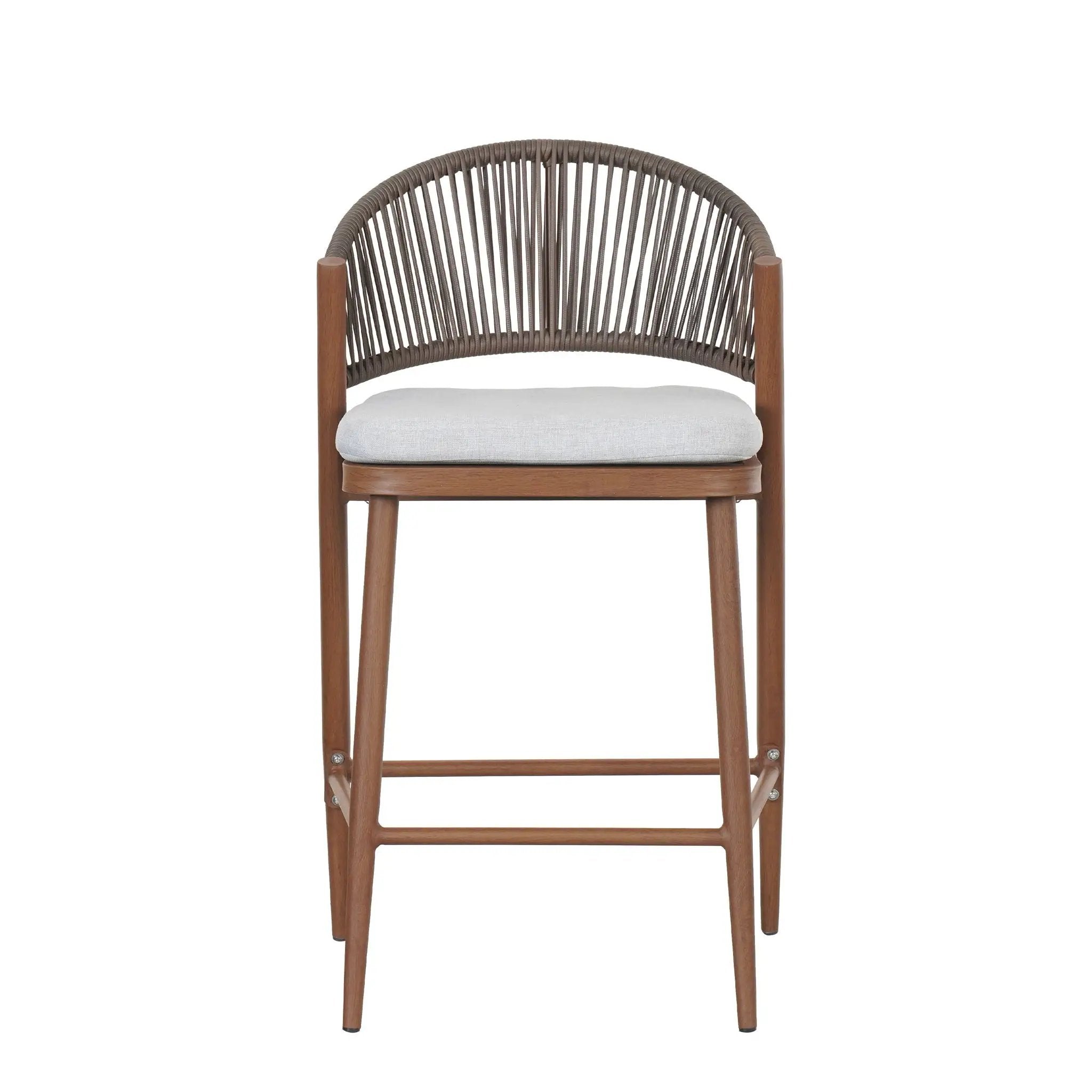 Outdoor 26" Counter Height Metal Frame Counter Stools With Scallop Shaped Backrest & Water Resistant Cushions by HouseOfZazla