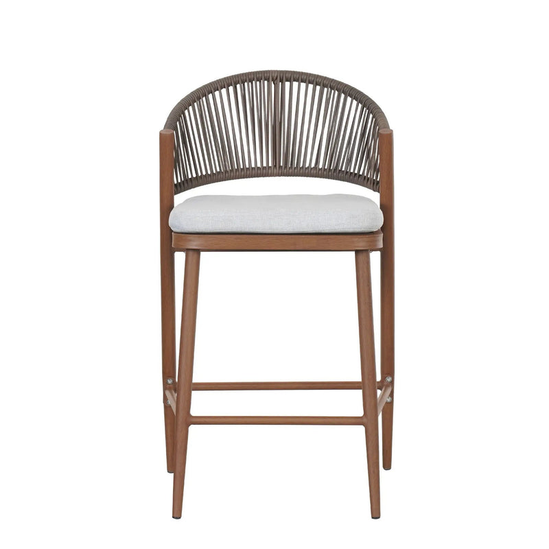 Outdoor 26" Counter Height Metal Frame Counter Stools With Scallop Shaped Backrest & Water Resistant Cushions by HouseOfZazla