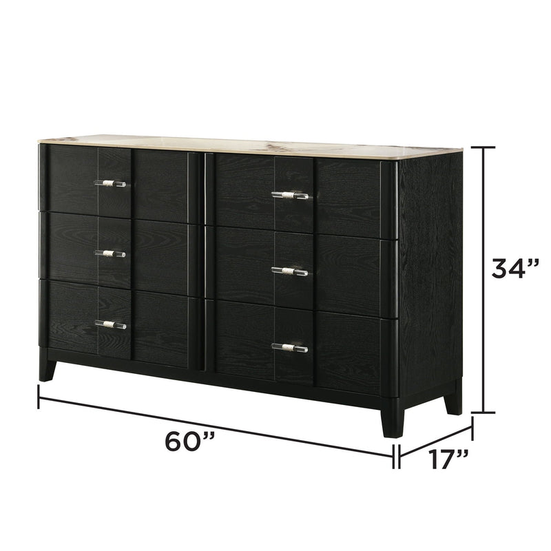 Opel - 6 Drawer Dresser - Black by HouseOfZazla