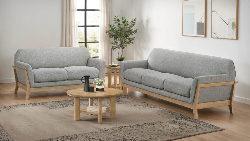 Vaughn 2-piece Fabric Upholstered Flared Arm Sofa Set Grey by Unique Piece Furniture