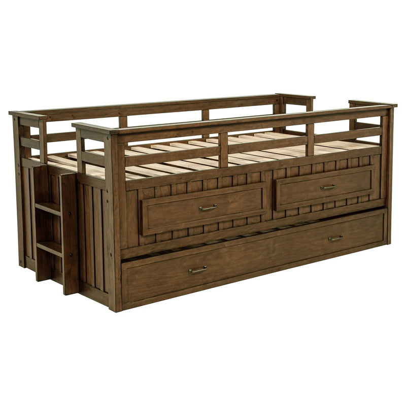 Carlsbad Wood Twin Captains Bed With Trundle Medium Brown by Unique Piece Furniture