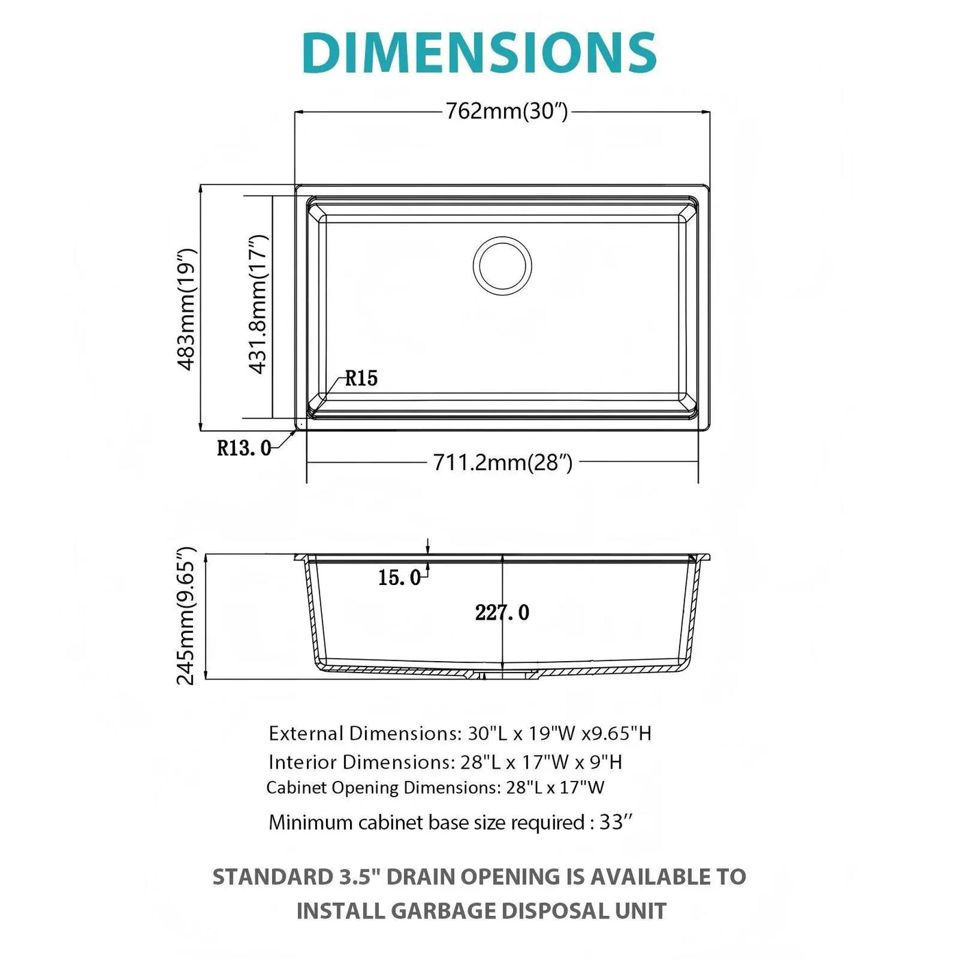 Quartz Composite Kitchen Sink With Undermount Design, Durable Single Bowl Workstation by HouseOfZazla