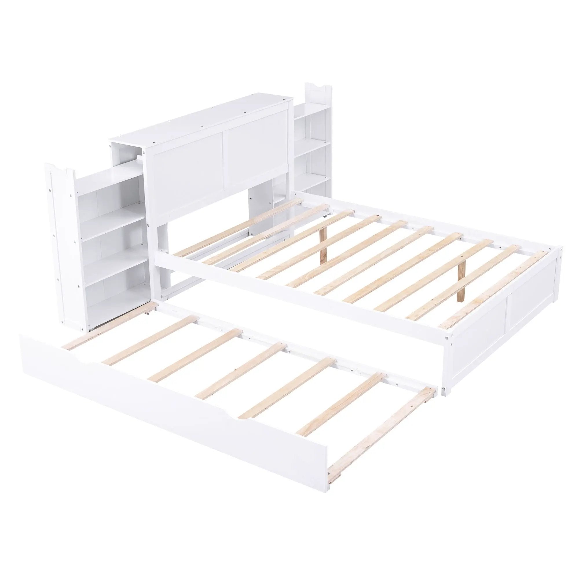 Storage Platform Bed With Pull Out Shelves And Trundle by Unique Piece Furniture