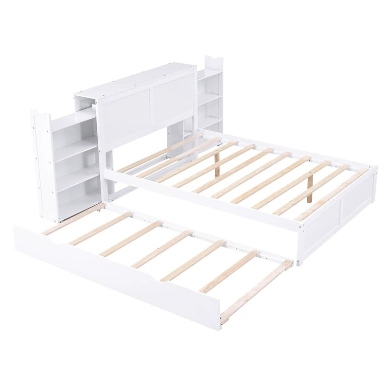 Storage Platform Bed With Pull Out Shelves And Trundle by Unique Piece Furniture