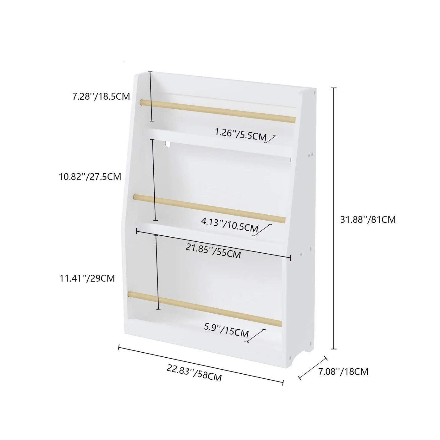 3 Tier Book Shelf, Compact Storage For Bedrooms by HouseOfZazla