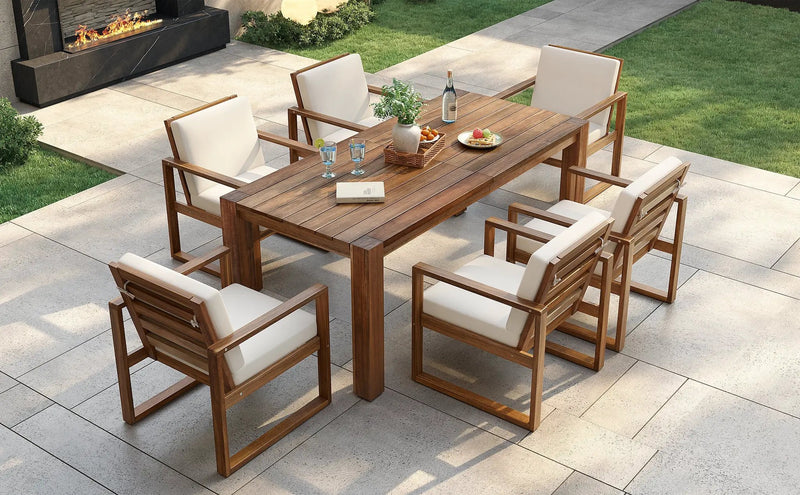 TREXM Patio Table and Chairs Set for 6 with Umbrella Hole by HouseOfZazla
