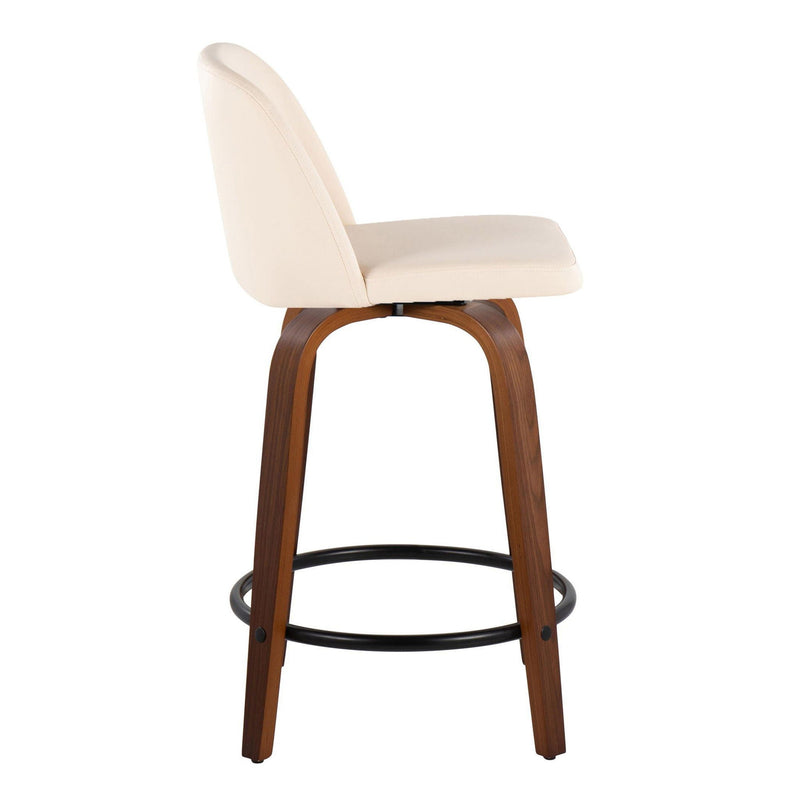 Toriano - Mid Century Modern, Fixed Height Counter Stool & Swivel And Round Footrest (Set of 2) by HouseOfZazla