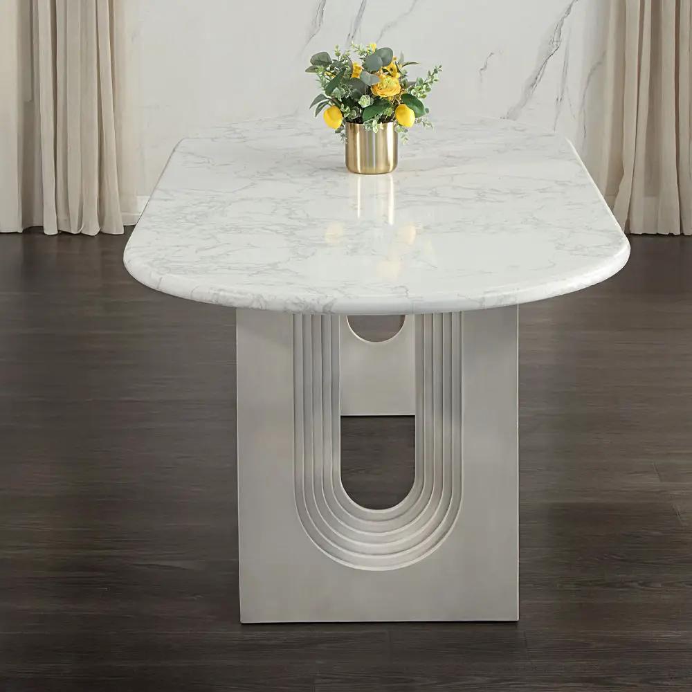 Zayn - Dining Table - White Natrual Marble Top & White by Unique Piece Furniture