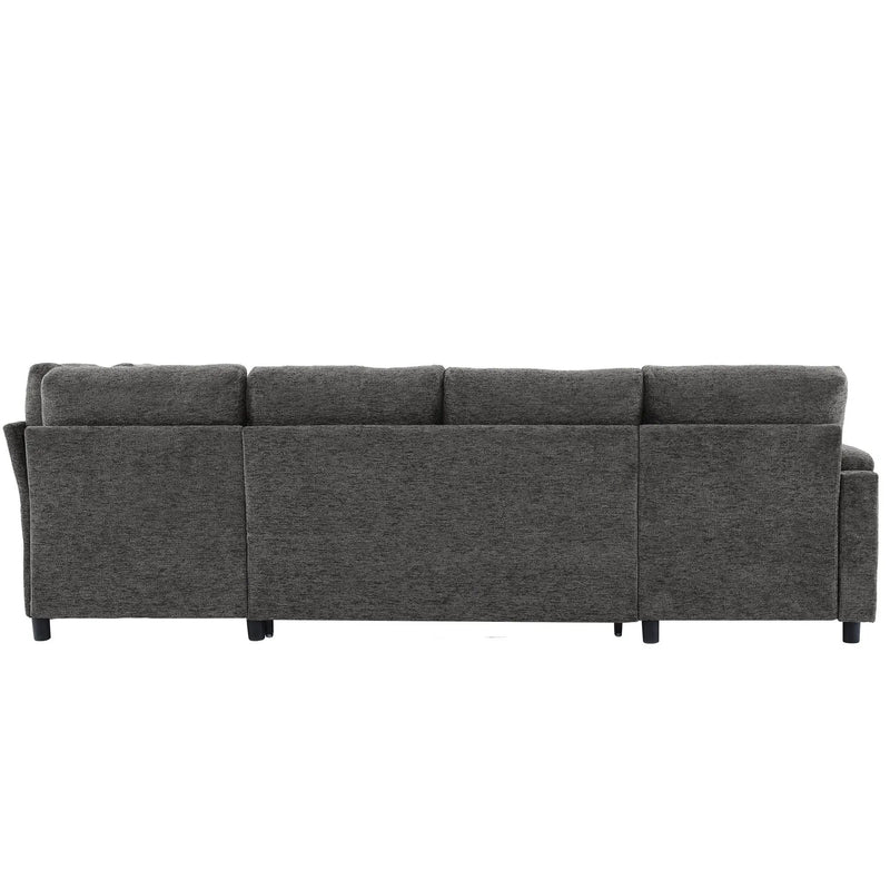 U-Shaped Sectional Sleeper Sofa With Ample Storage Space, 2 Cup Holders And Charging Ports For Living Room by HouseOfZazla