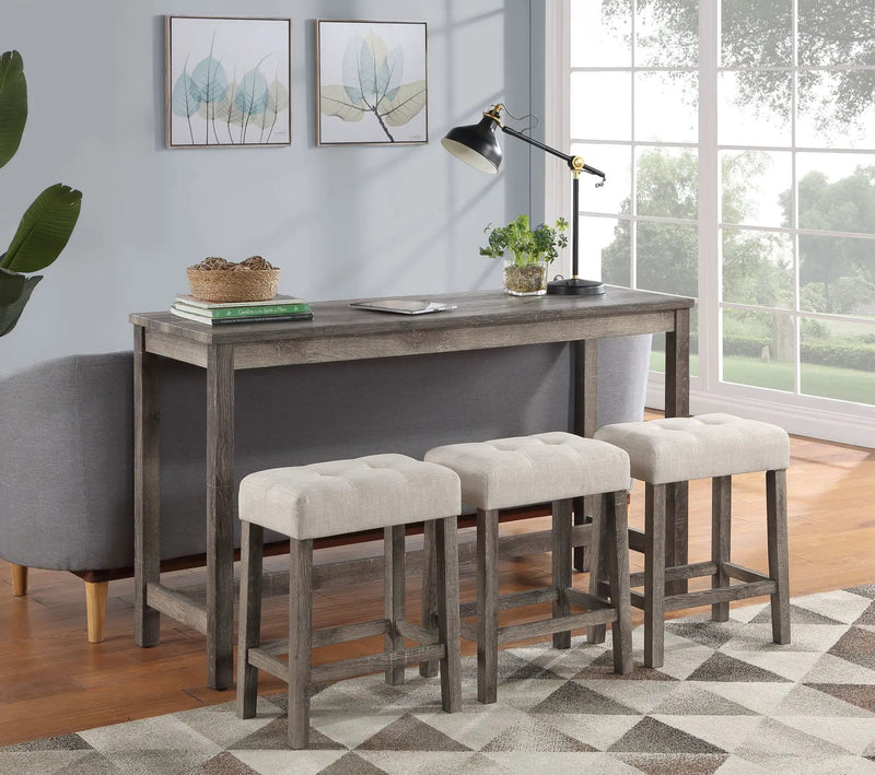 Oriana - 4 Piece Counter Height Pub Table Set With Tufted Stools by Unique Piece Furniture