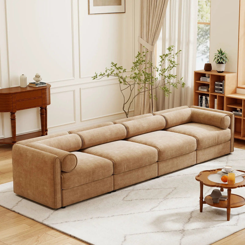 Stylish Sofa With Storage Seat And Cylindrical Backrest by HouseOfZazla