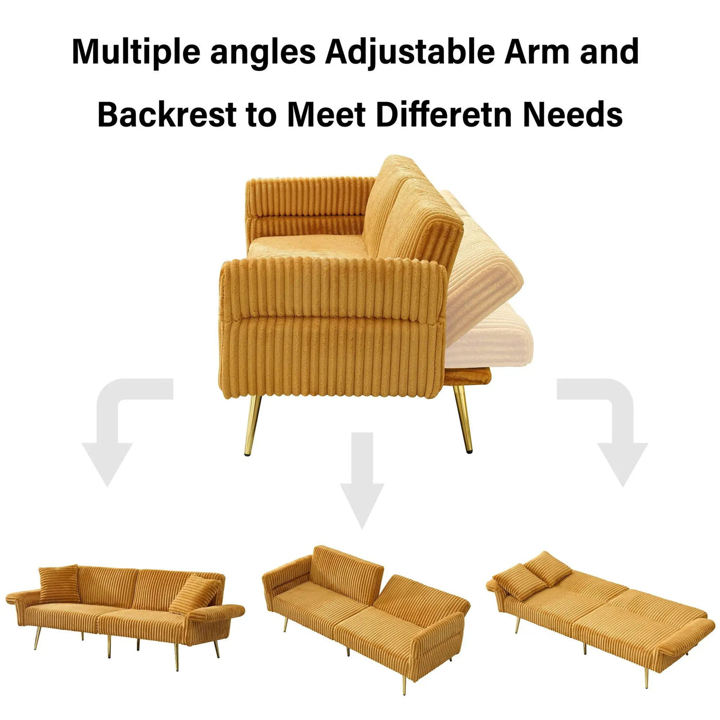 Luxury Foldable Double Sofa Bed With Folding Armrests by HouseOfZazla